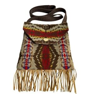 Bohemian Fringe Crossbody Bag Western Cowgirl Purse Southwest Aztec Print